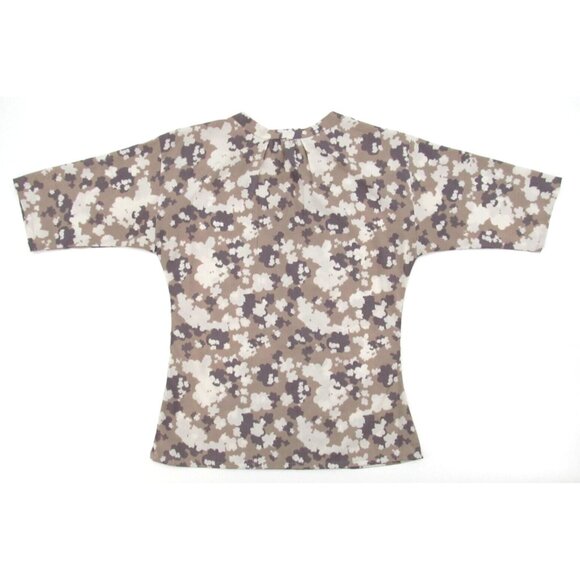 Banana Republic Petite XXS Pintuck Blouse Neutral Floral Beige Tan Career Top - Picture 11 of 12